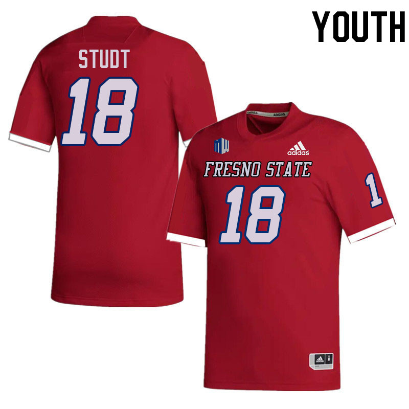 Youth #18 Logan Studt Fresno State Bulldogs College Football Jerseys Stitched-Red